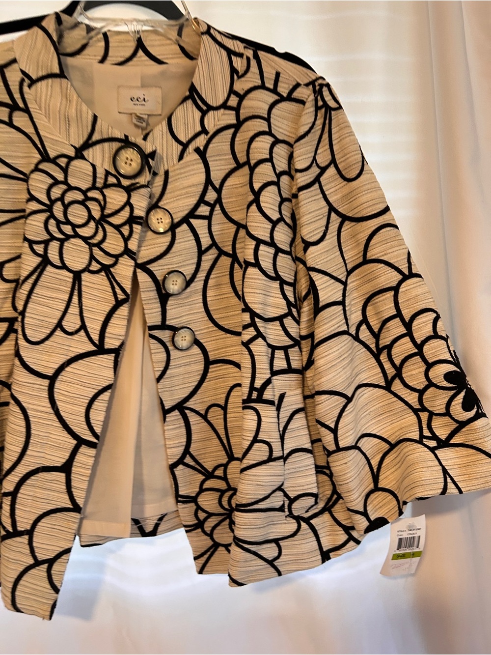 ECI New York Floral Textured Open Front Jacket Blazer Size 14 NWT - Picture 6 of 12